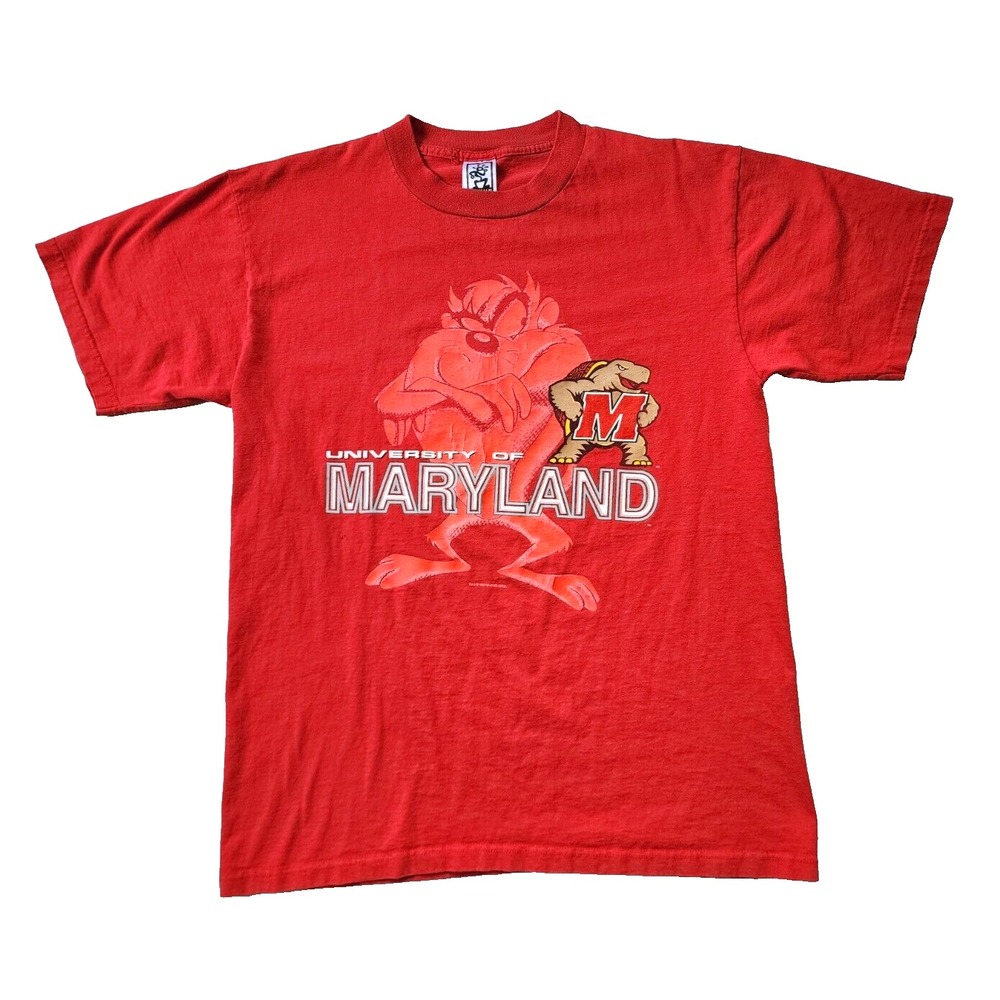 Vintage Maryland Terrapins Shirt Mens Large 1998 Looney Tunes Taz Red‎ UMD